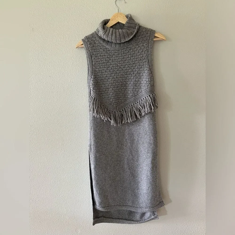 Anthropologie Nomad Morgan Carper Vesper Turtleneck Fringe Tunic Dress XS - Picture 2 of 8